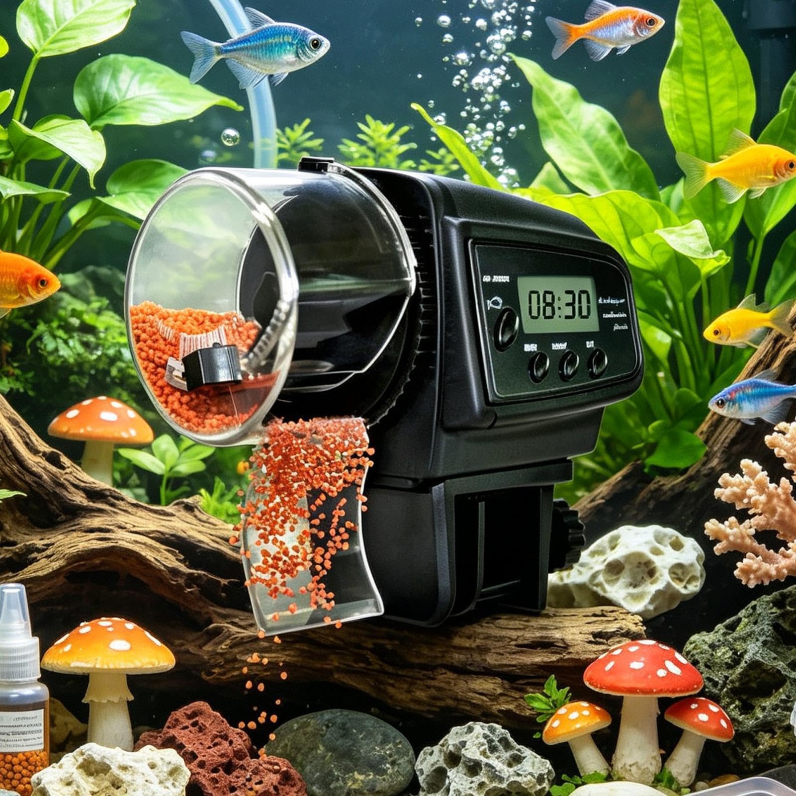 Distributore automatico di cibo per acquario con timer intelligente per