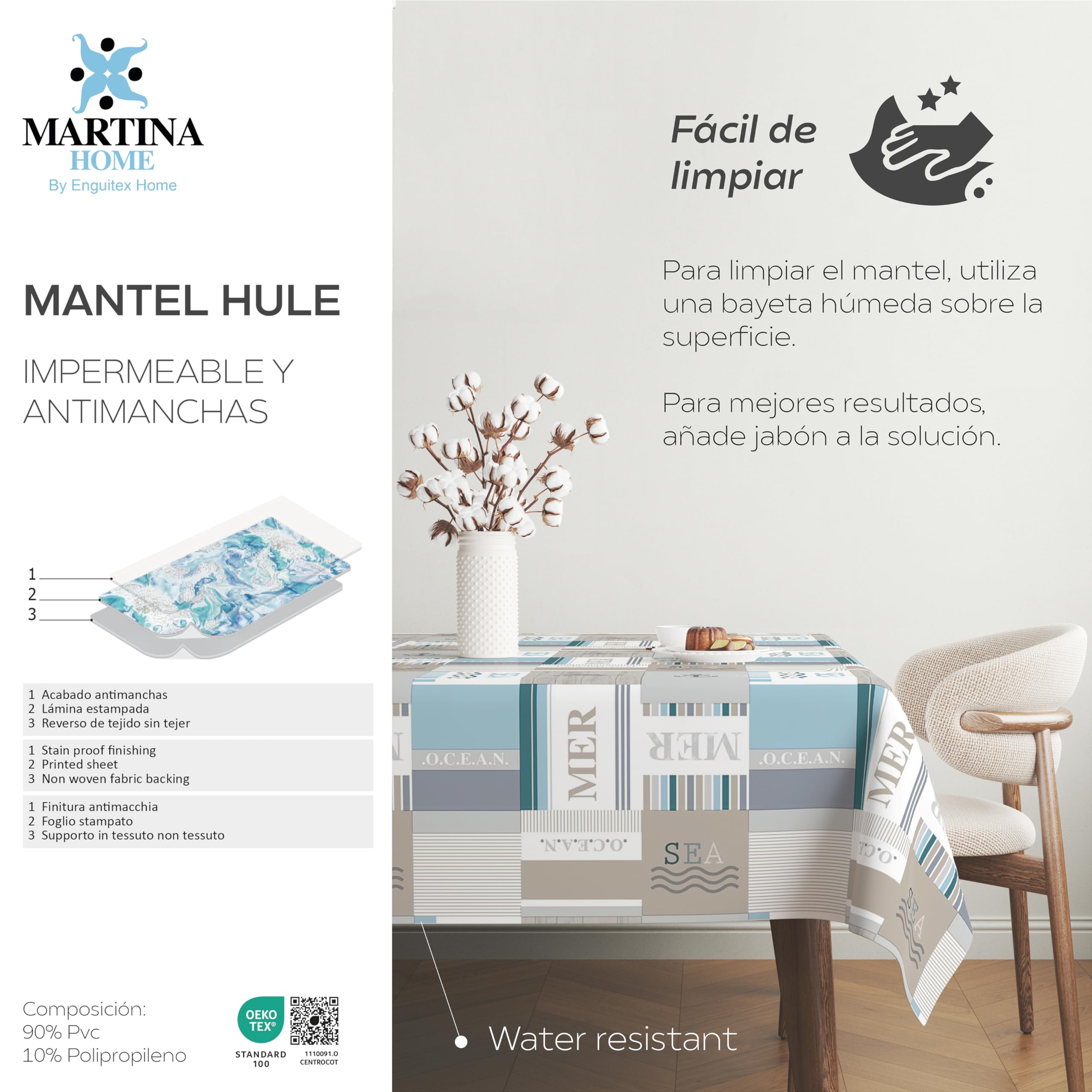 Martina Home - Turquoise - Tafelzeil kopen? | Korting tot 25