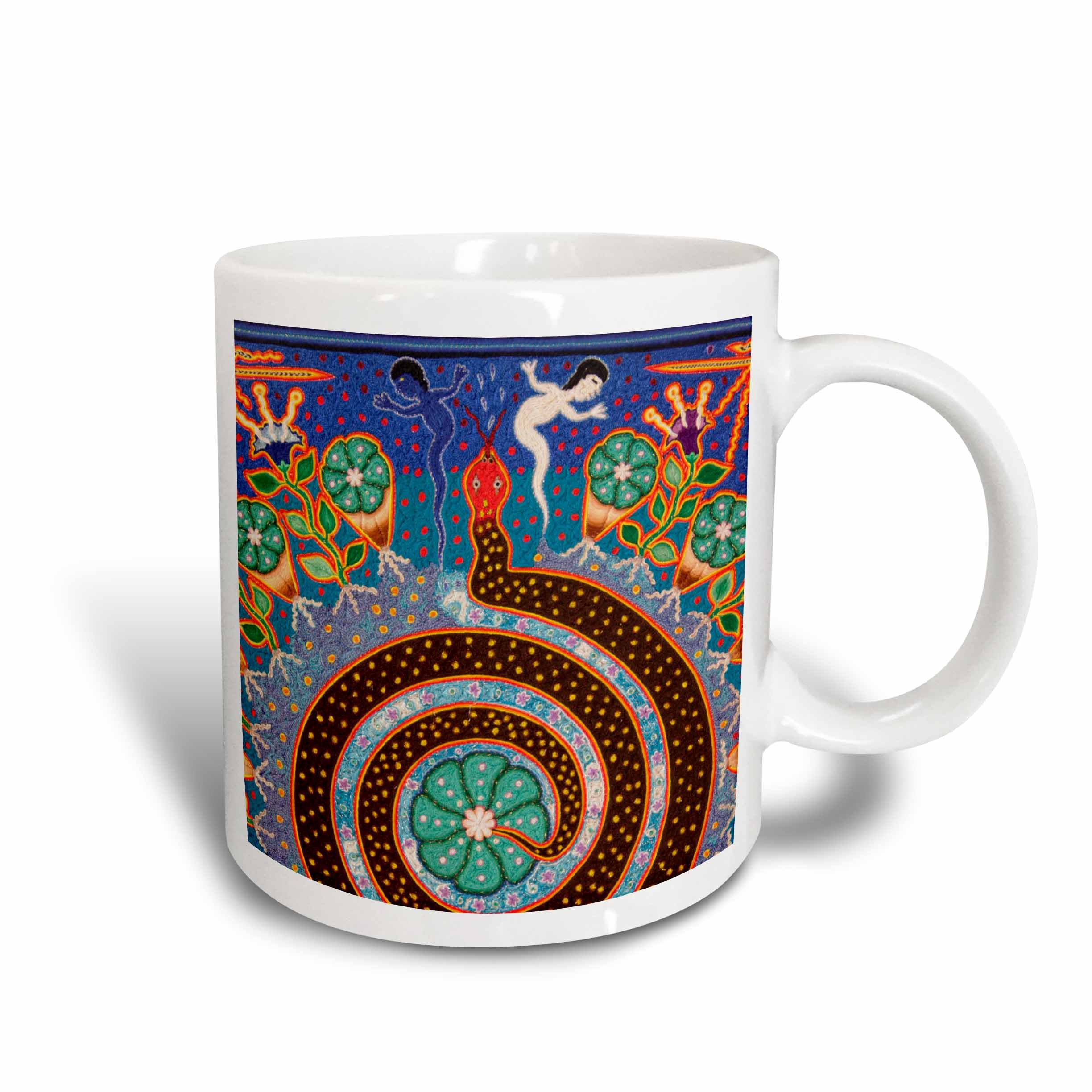 3dRose mug_92754_2 Folk Art, Huichol Art, Santa Fe, New Mexico US32 JMR1118 Julien Mcroberts Ceramic Mug, 15-Ounce