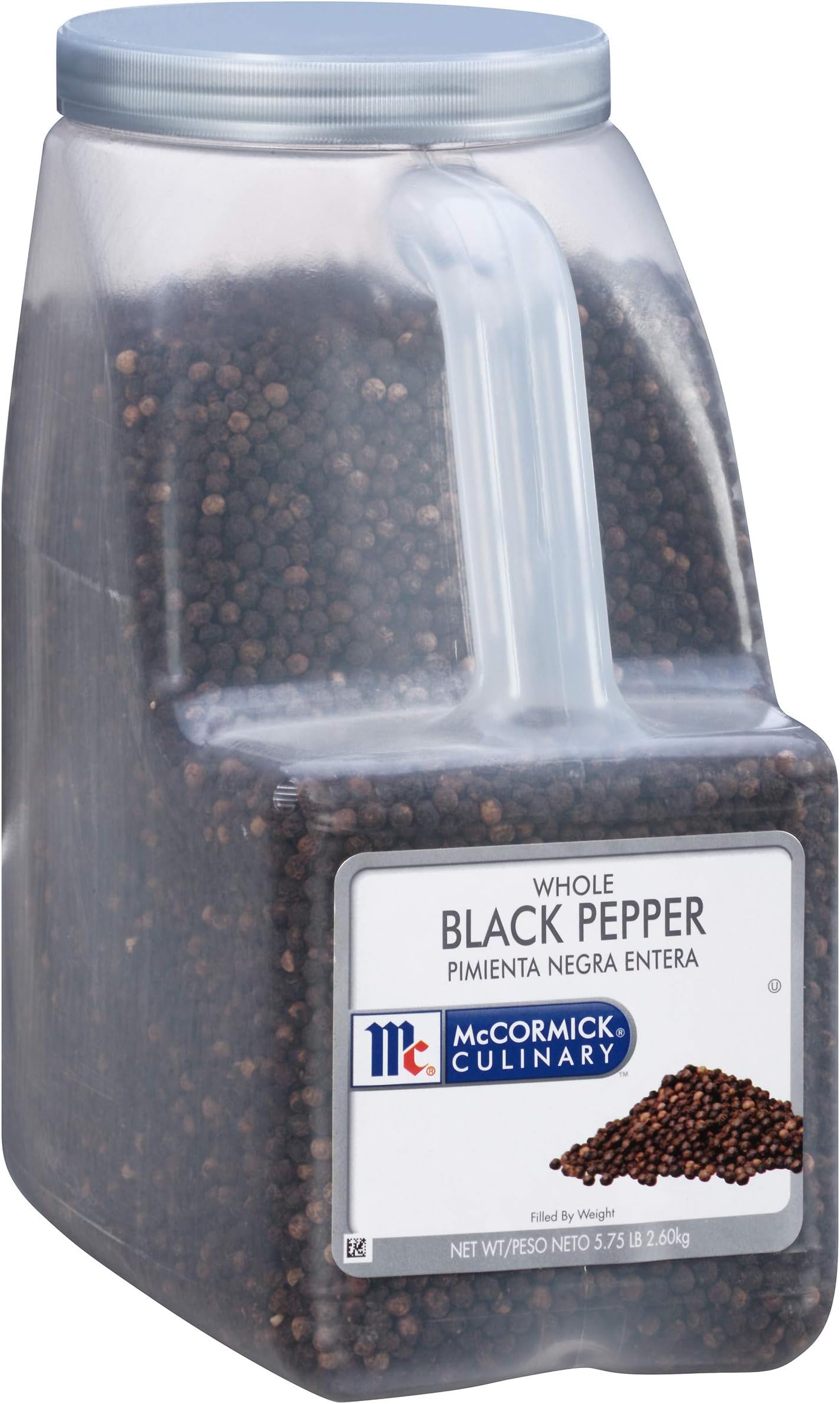 - McCormick Culinary Whole Black Pepper, 5.75 lb - One 5.75 Pound Container of Whole Black Peppercorns for Pepper Grinder, Great in Soups, Rubs, Salads and More