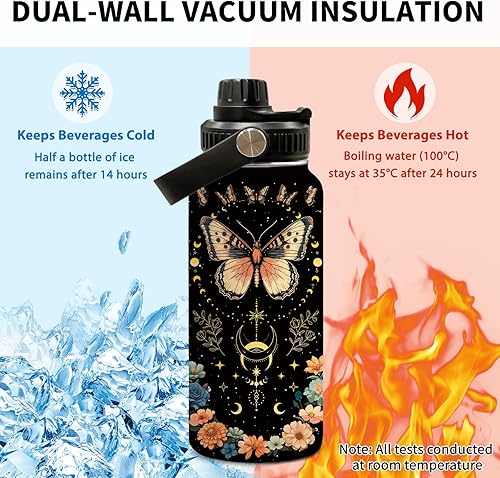 Miniatura 3 de Regalo de mariposa para mujer, botella de agua de mariposa gótica con tapa para niña, 32 onzas, Halloween, Acción de Gracias, Navidad, regalos para