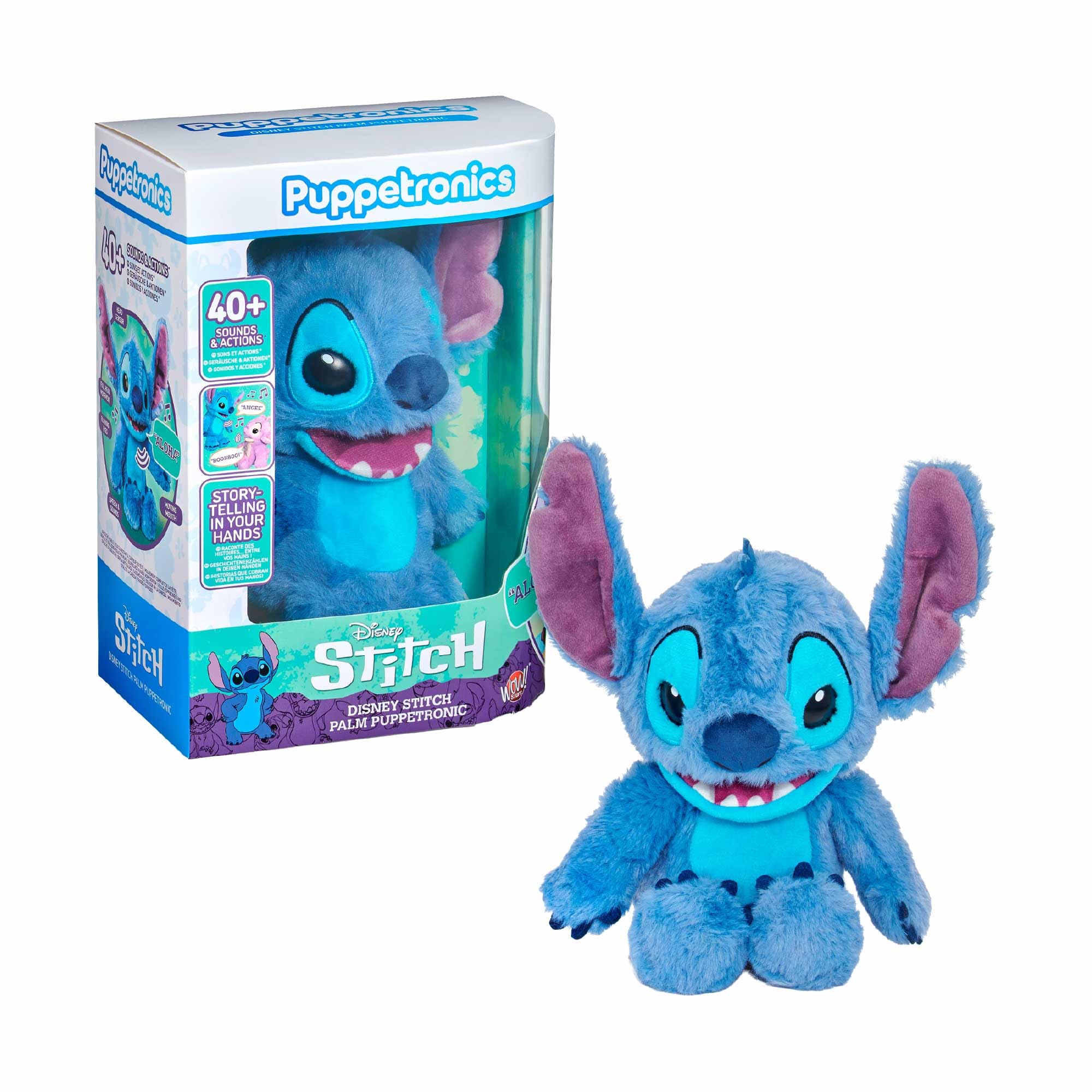 Puppetronic Stitch Interactive Animatronic Doll, Head and Mouth Movement with Touch Sensor, Authentic Sounds, Technology for Communication with Angel, Immersive Experience, Famosa (RE007200)