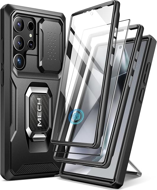 Tongate Etui kompatybilne z Samsung Galaxy S24 Ultra, [Bulit-in Slide Camera Cover & Ring Kickstand] [2 przednie ramki i 1 osłona ekranu] Etui na telefon klasy wojskowej do Samsung S24 Ultra 6,8",