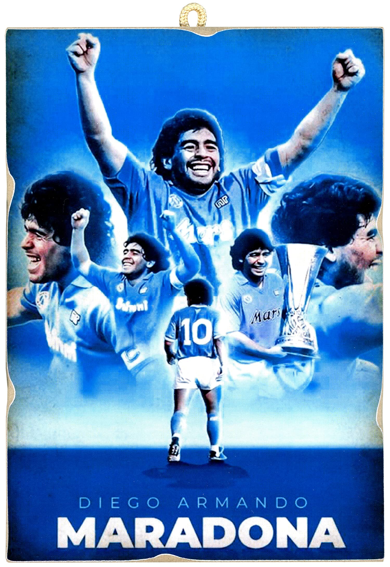 Quadro Sportivo Su Legno KUSTOM ART - Diego Maradona 25x18cm Stampa Laser