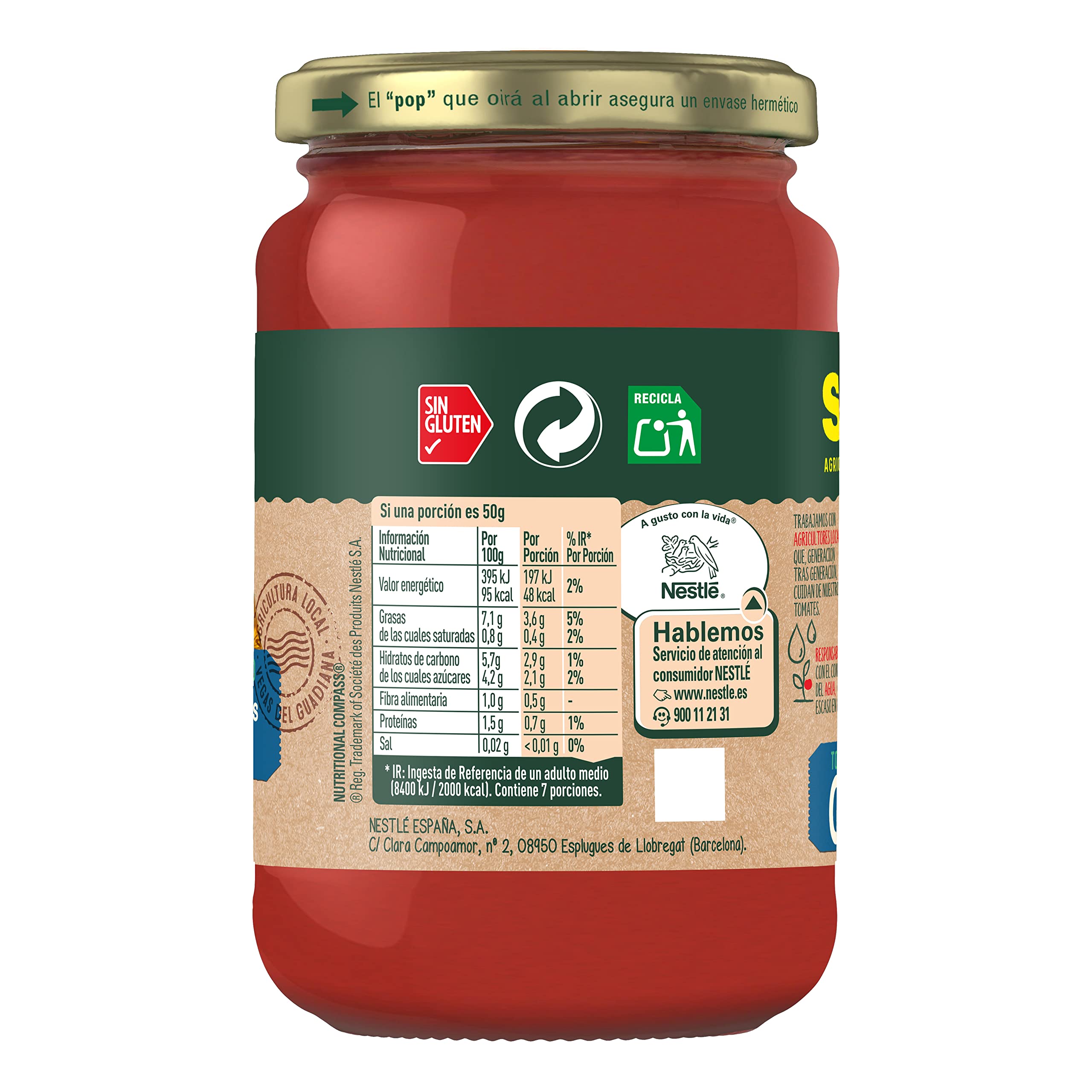 SOLIS Tomate Frito Estilo Casero 0% Sal y Azúcares Añadidos Frasco Cristal - Pack de 12 x 350 g - Tomate sin gluten