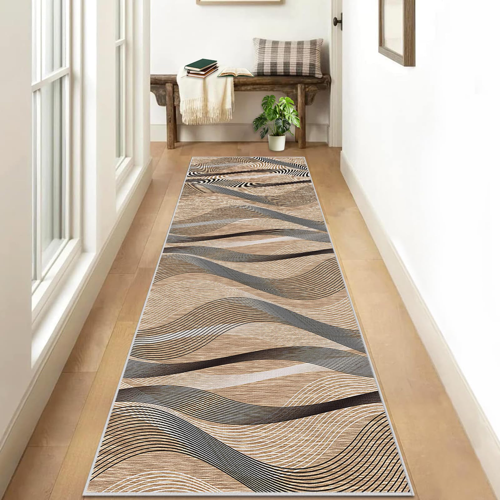 Teppich Läufer Flur Küche rutschfest Küchenteppich 60 x 150 cm Flurläufer Fußmatte Lang Waschbar Küchenläufer Teppich Flur Schmutzfangmatte Eingangsteppich Bettumrandung Teppichläufer für Flur Küche