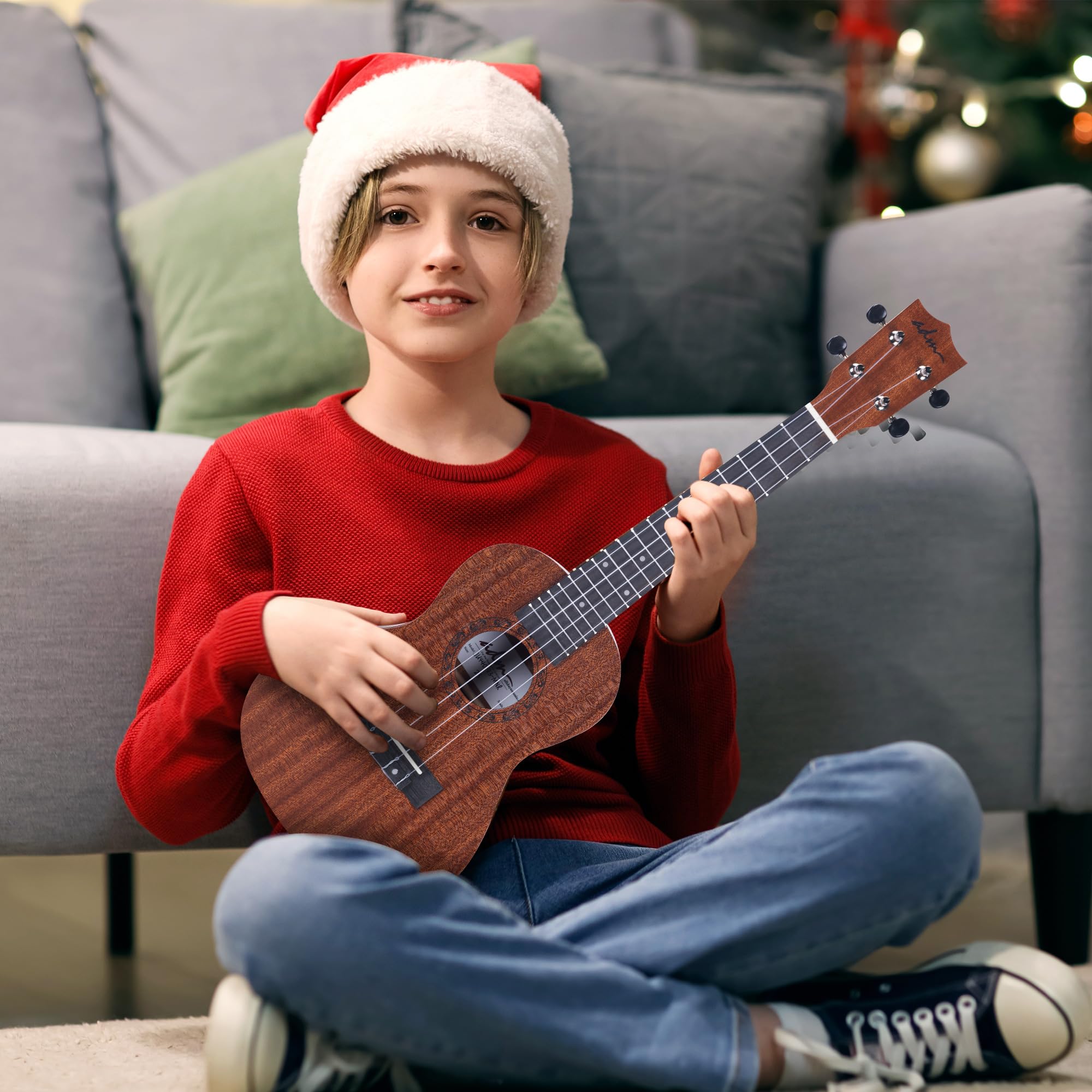 ADM Ukulele-Anfänger-Set, Mahagoni-Hawaii-Holz, Ukulelee-Set mit Ukulele, Starterunterricht für Kinder, Studenten und Erwachsene, Gelbbraun (Khaki, 58,4 cm)