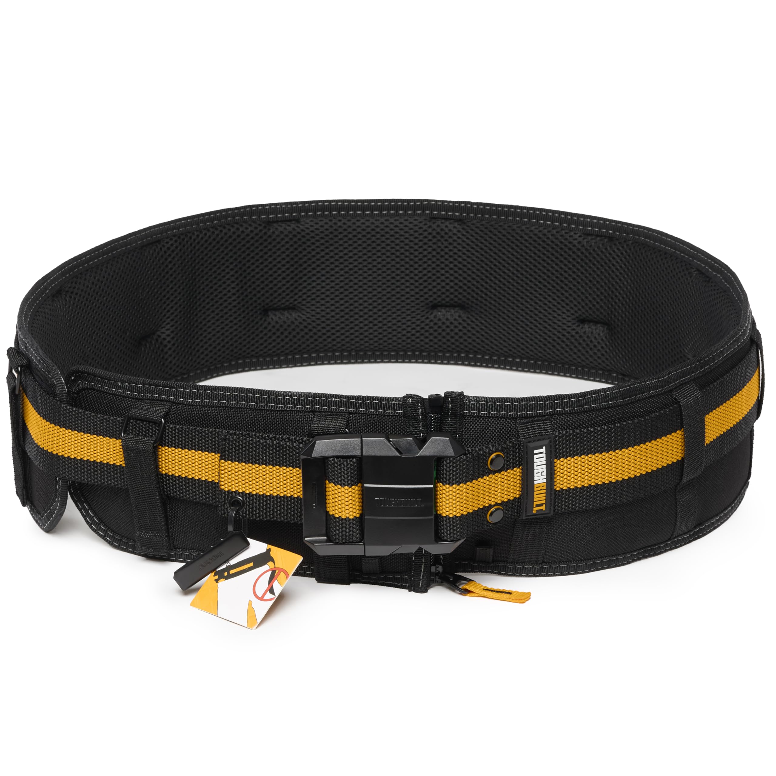 ToughBuilt ClipTech Series – Pro Padded Belt, Heavy-Duty Construction Belt with Adjustable Fit, Padded Support, and Durable Steel Buckle for All