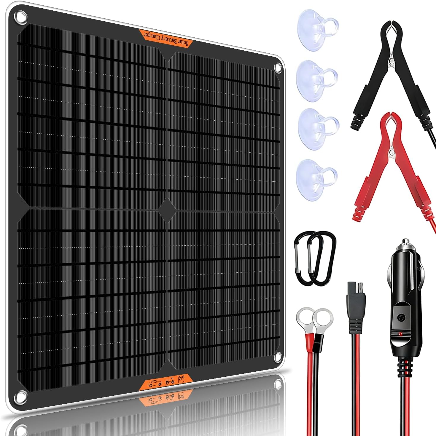 12 Volt 20W Photo voltaic Automobile Battery Charger & Maintainer, Photo voltaic Panel Trickle Charger, with Alligator Clip& Cigarette Lighter PlugAdapter for Automobile, Boat, Automotive, Motorbike, RV