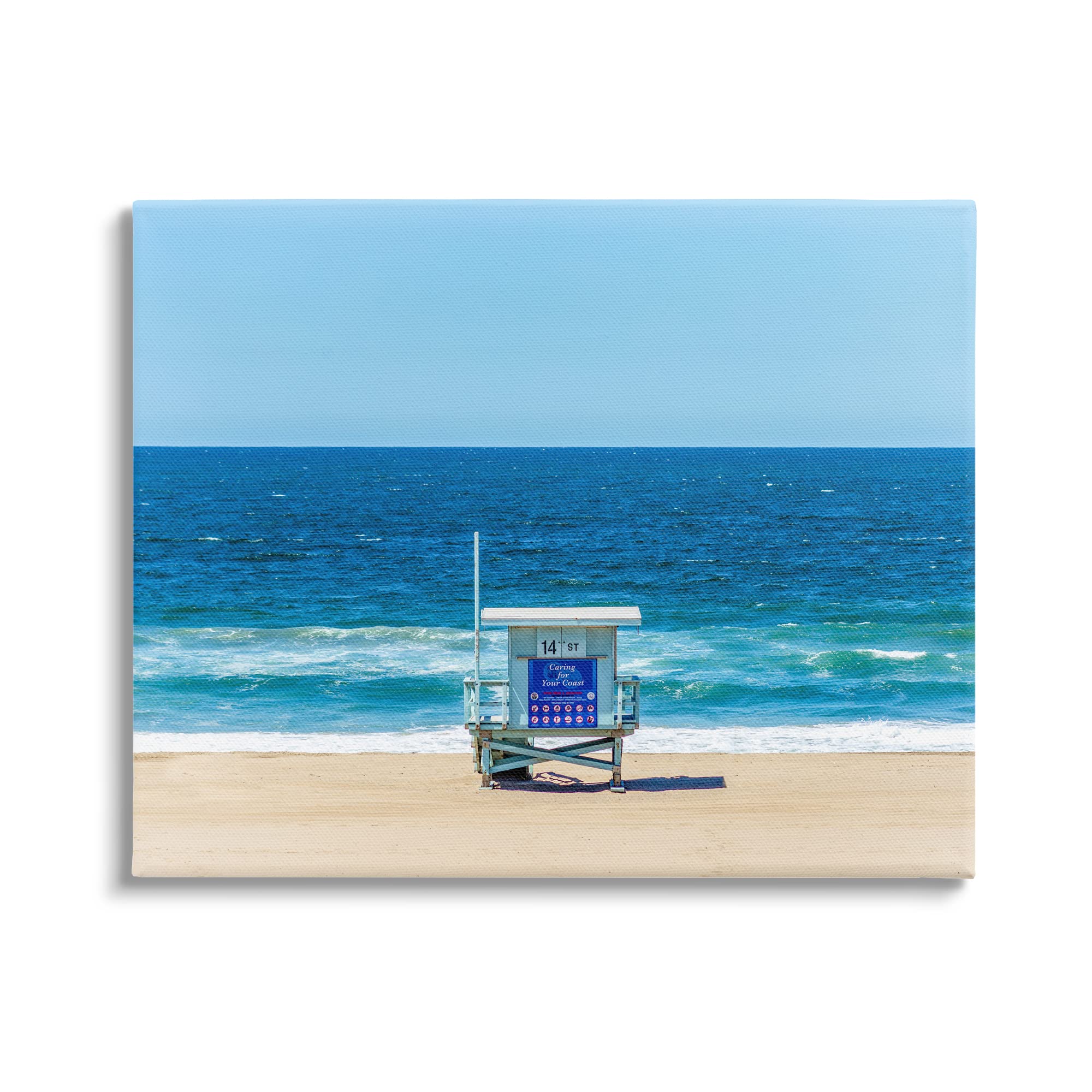 Stupell Industries Vivid Blue Beach Water Waves Coastline Hut, Design by Jeff Poe Photography
