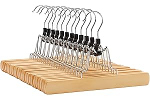 SONGICS Nonslip Felt Wooden Pants & Skirt Hangers with Non-Slip Felt