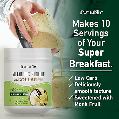 Vista 36 de NaturalSlim Proteína en polvo con vitaminas y minerales Metabólico C-Plus - Polvo de reemplazo de comidas fortificado con vitamina C, zinc