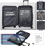 Set de bagages Airline approuvé, valise rigide PC+ABS avec TSA Verrouillez. 20 Inch Carry On Valise avec Roues Spinner, Bagage de voyage léger (Noir, 20 De pouce)