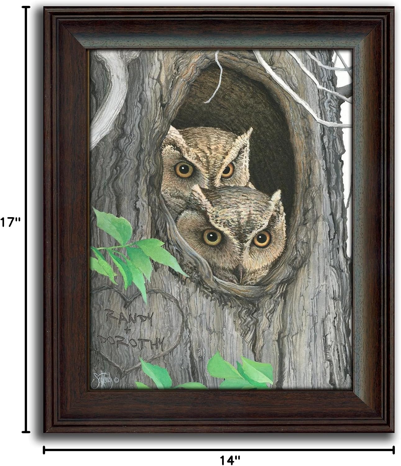 Personal-Prints | Personalized Romantic Wildlife Themed Art | Customized with Your Names |Unique Wedding, Anniversary, Valentine’s Day, or Romantic Gift (Owls)