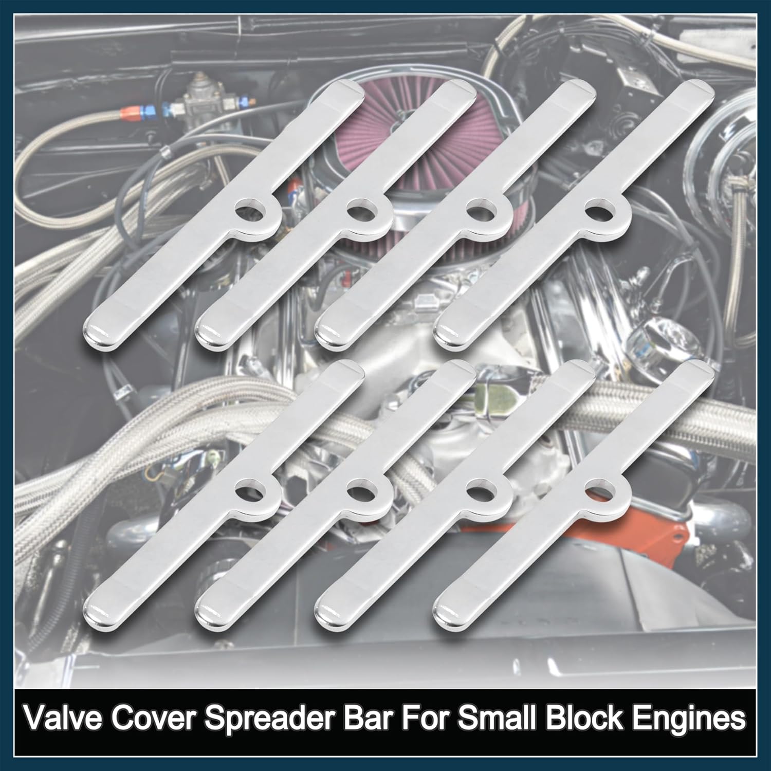 8pcs 4 3/4" Valve Cover Spreader Bar Aluminum Alloy Valve Hold Down Tab for Chevy 283 305 327 350 383 400 Engines Automotive Parts