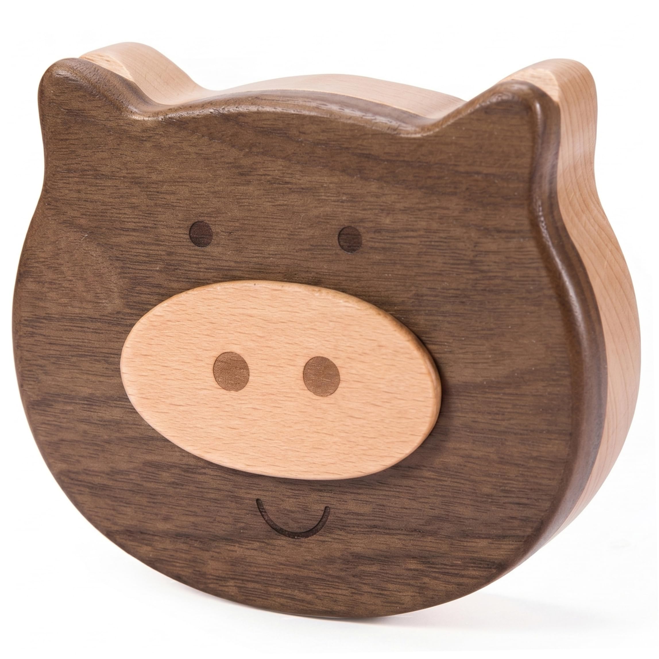 Boîte à souvenirs en bois cochon : gardez les dents et cheveux de bébé