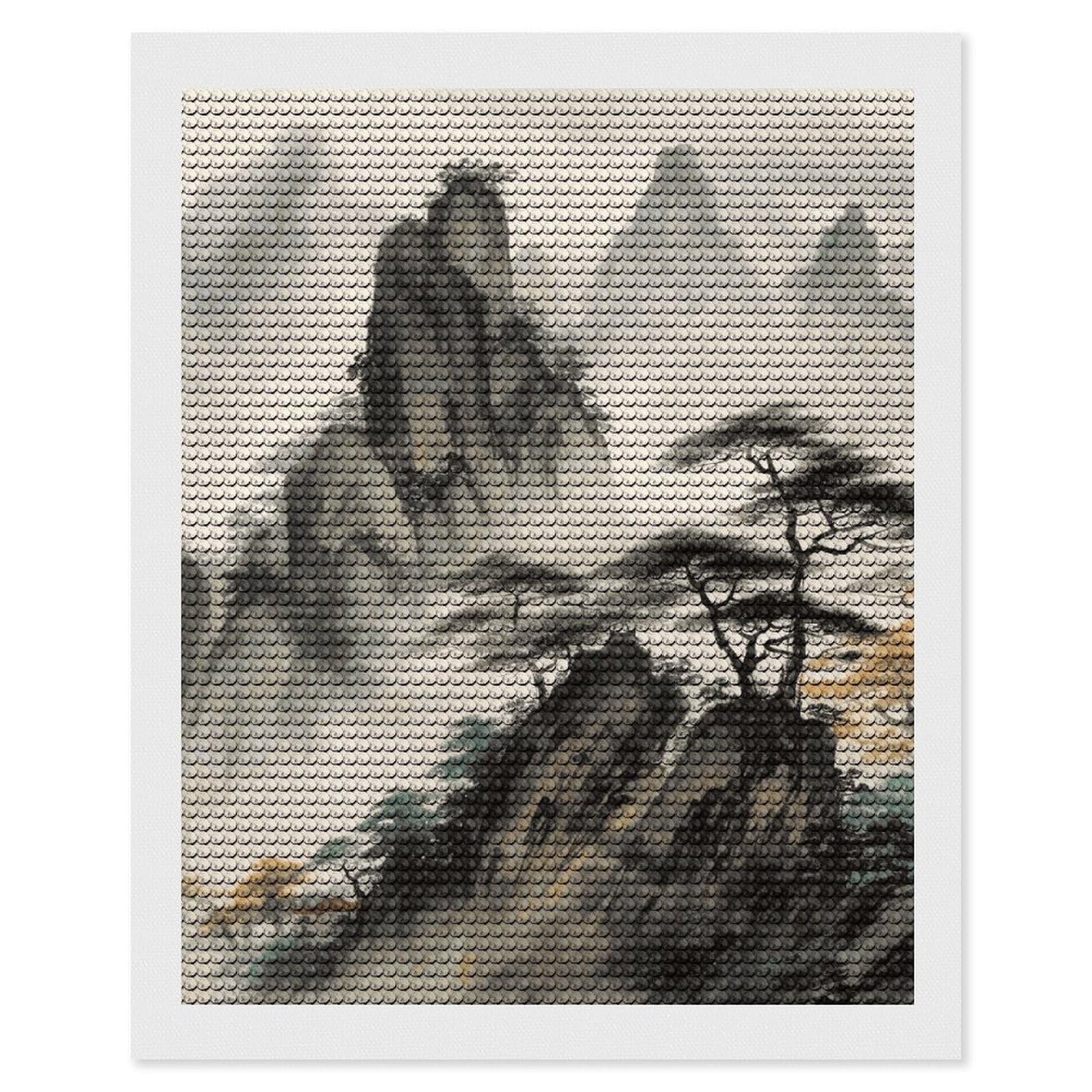 DWVTSLH Chinese Landscape Painting Diamond Painting Kits for Adults, Personalized Diamond Photo Art Full Drill, DIY 5D Diamond Art Painting Kits for Beginners, Home Wall Decor 16"x20"