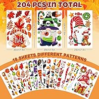 Vista 5 de Whaline 204 calcomanías de gnomo de Navidad de Acción de Gracias, Halloween, coloridos gnomos, calabaza, murciélago, árbol de Navidad, calcomanías