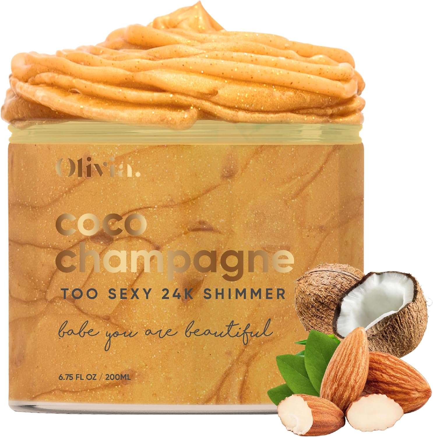 Olivia Coco Champagne Body Shimmer 24K Body Glitter Organic Skin Gold Body Glitter Whipped Body Butter Radiant Skin Healthy Glow, Gold Makeup 7,6 Oz Olivia Coco Champagne Body Shimmer 24K Body Glitter Organic Skin Gold Body Glitter Whipped Body Butter Radiant Skin Healthy Glow, Gold Makeup 7,6 Oz