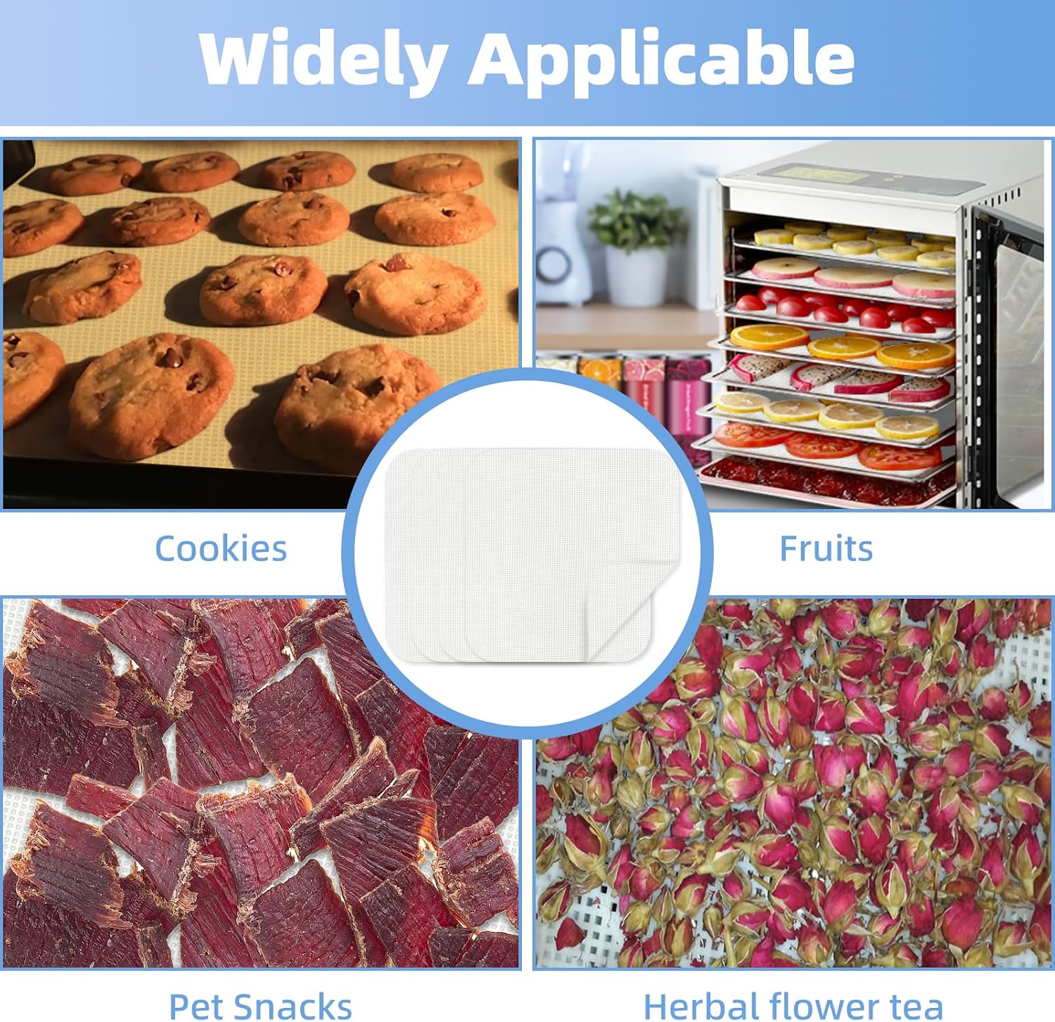 10 Pack Silicone Dehydrator Sheets, Mesh Dehydrator Trays Non-stick Food Fruit Dehydrator Mat, Food Dehydrator Accessories, Dehydrator Liners, Silicone Dehydrator Trays (14.4 x 14.4 in)