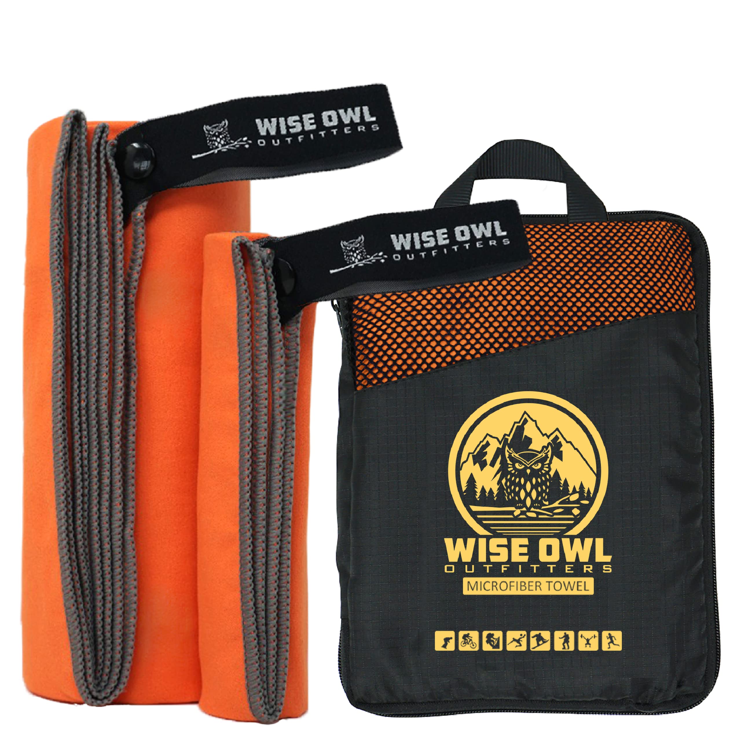 Wise Owl Outfitters Microfiber Camping Towel - Quick Dry Towel for Travel, Backpacking, Hiking, Beach, Gym & Yoga - Compact, Fast Drying & Lightweight