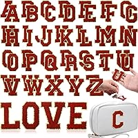 Vista 17 de WILLBOND 52 parches autoadhesivos de letras de felpilla de 2.2/2.8 pulgadas A-Z, calcomanías bordadas del alfabeto para ropa, bolsa, sombrero