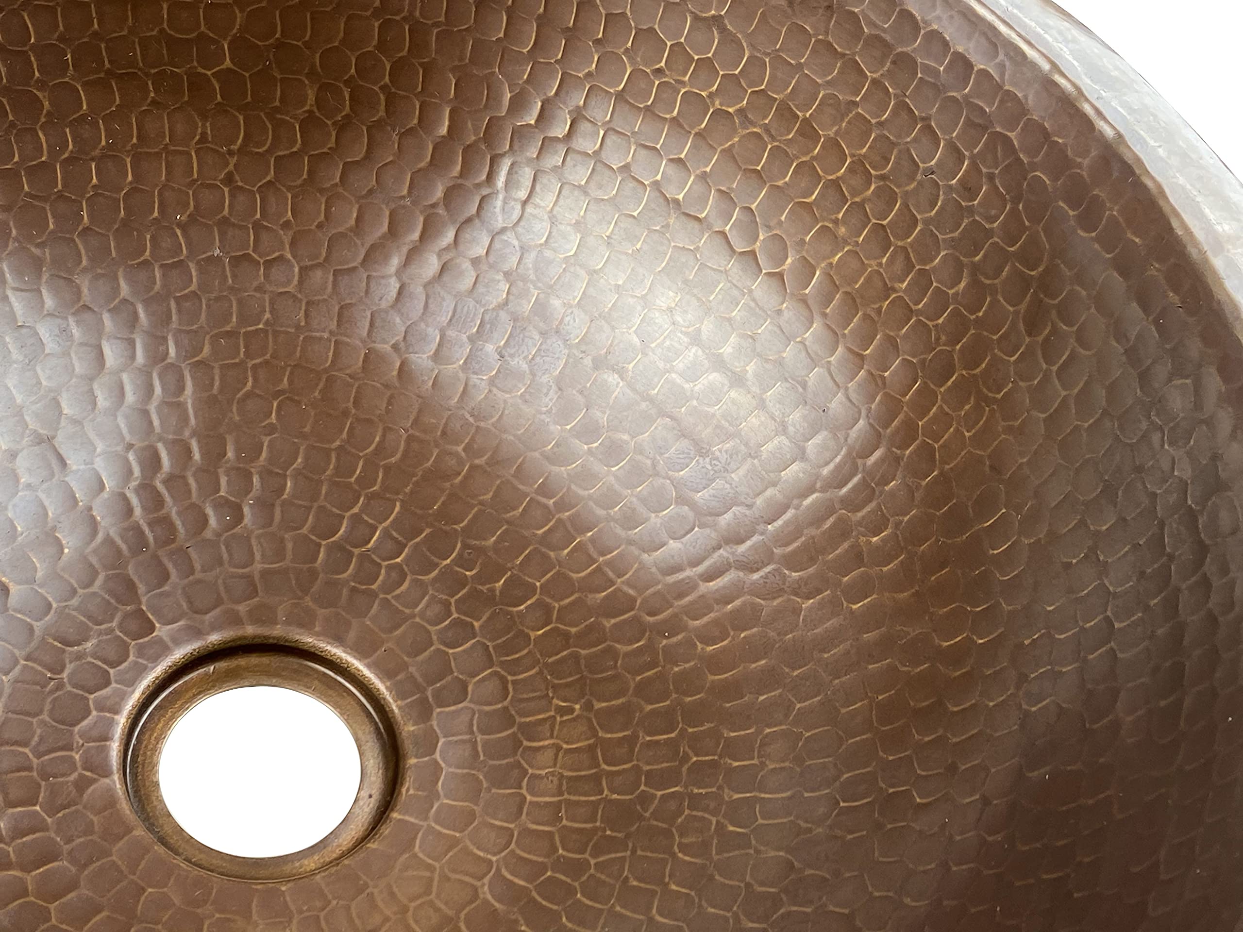 Cerames Alhambra - Lavabo de cobre puro 43,5 x 43,5 cm martillado a mano, lavabo empotrado, cobre forjado a mano de México