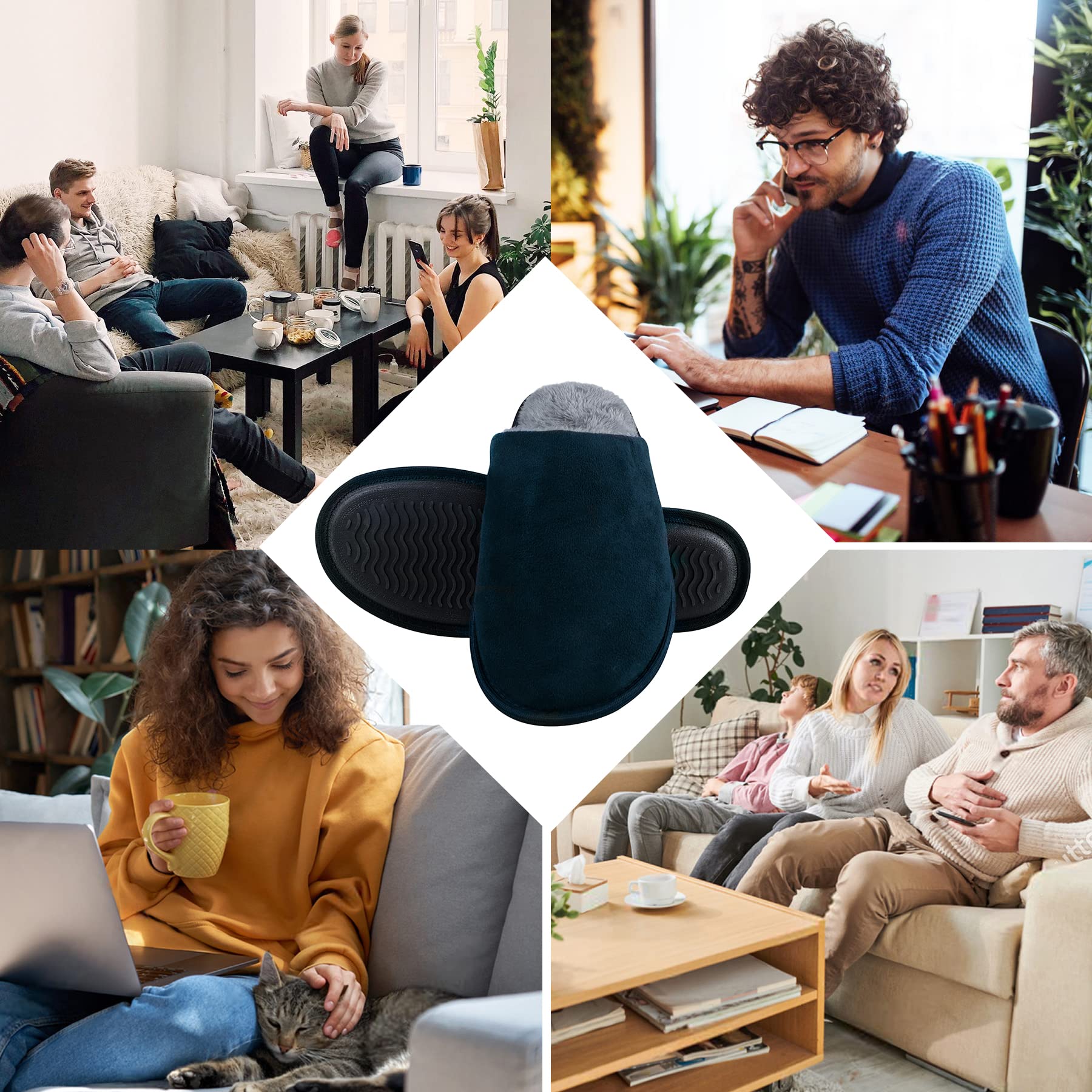 riemot Pantofole Uomo Ciabatte Invernali Inverno Casa Morbida Autunno Inverno Memoria Schiuma Pavimento Indoor Outdoor 38-47 EU