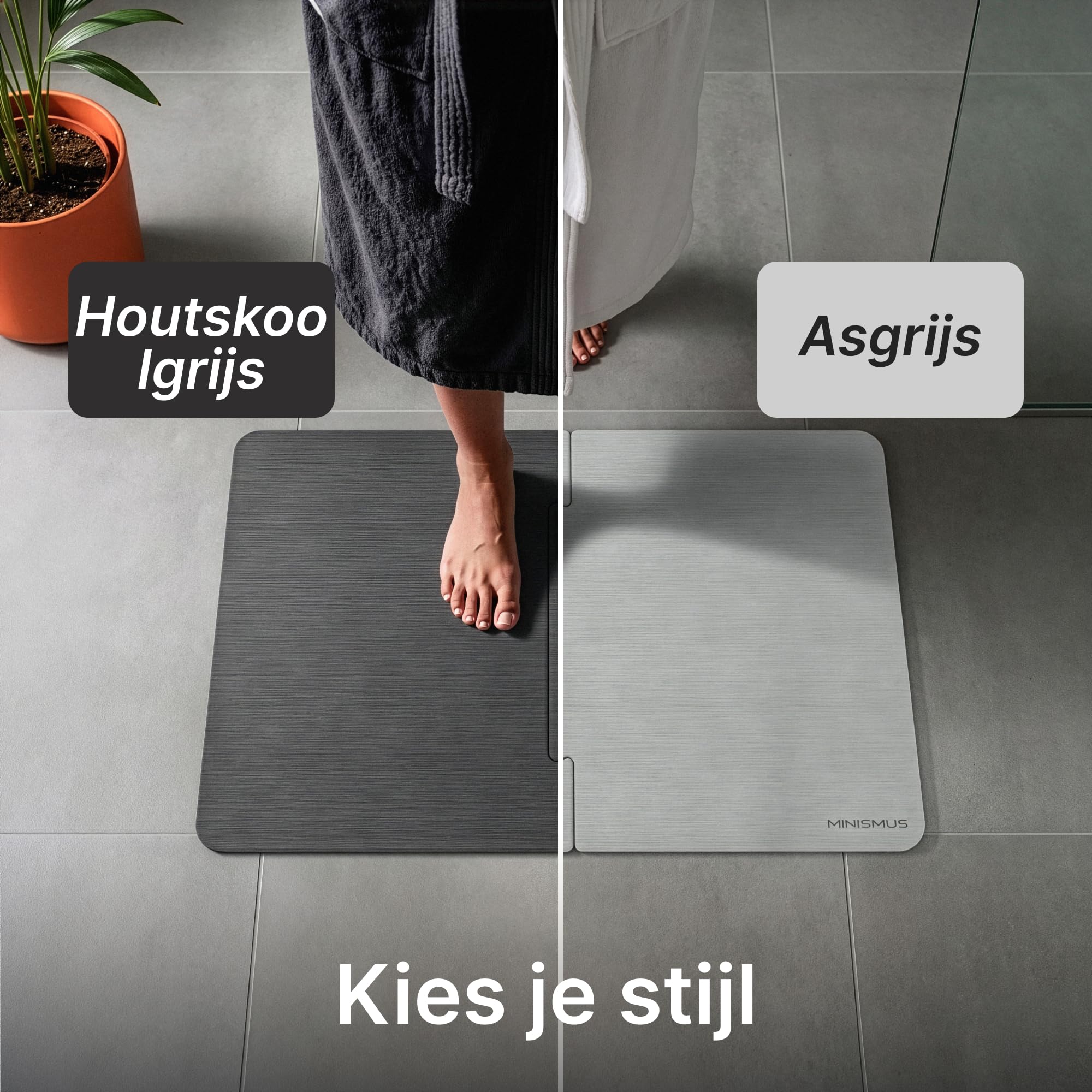 Minismus Mata łazienkowa z kamienia 80 x 50 cm Diatomite Stone Bath Mat, mata kamienna do łazienki, mata prysznicowa, szybkoschnąca, rozmiar XL, Kieselgurmatte (ciemnoszara)