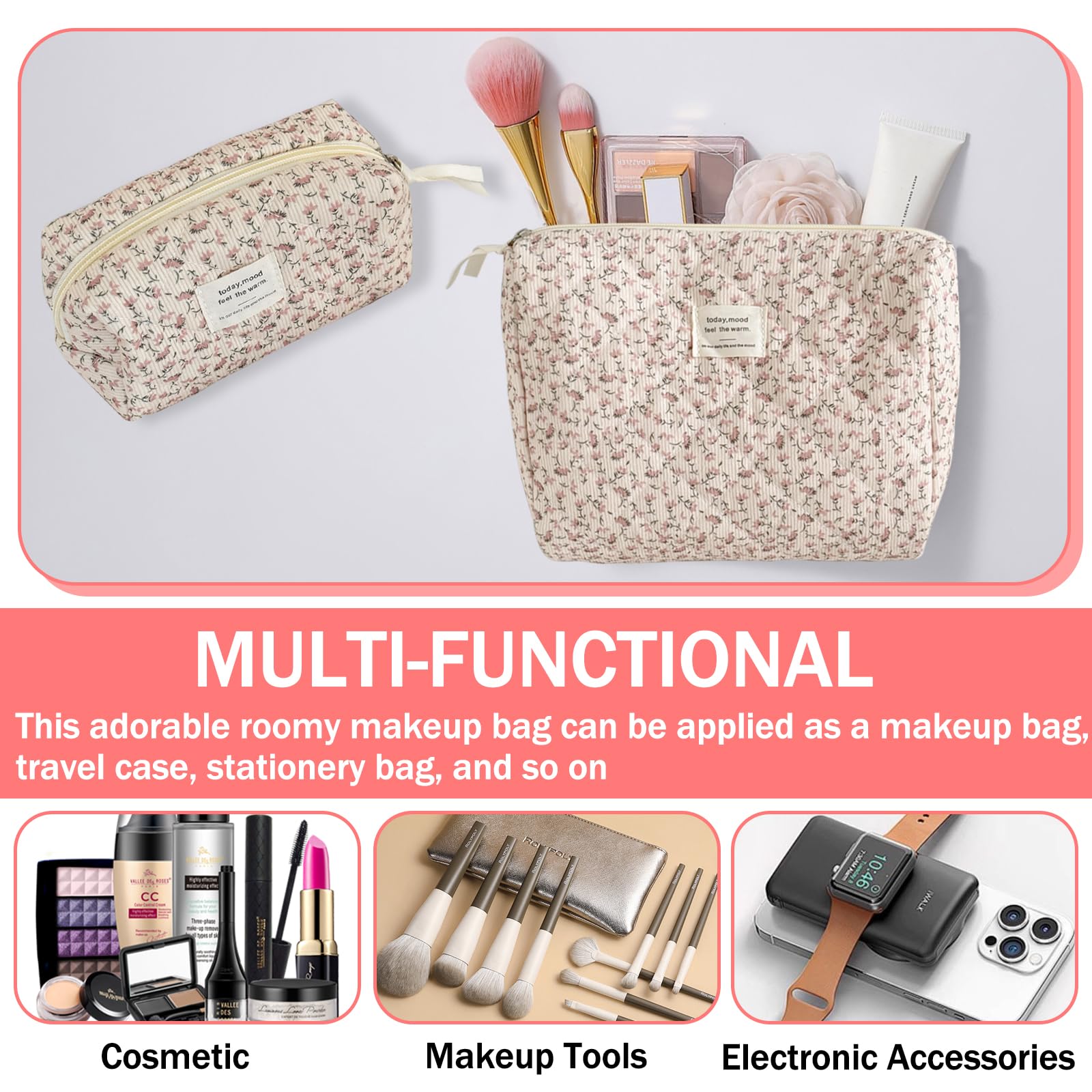 2 Pezzi Borsa per Cosmetici Donna, Borsa per Cosmetici per Donna Personalizzata Iniziale, Trousse Trucchi Organizer, Pochette da Viaggio Mare Elegante, Ideale Come Regalo da Viaggio