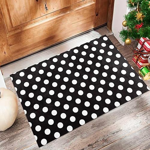 Miniatura 3 de Oueoty Alfombra de área en blanco y negro, 6 x 9 pies, 72 x 108 pulgadas, tapete de área con lunares para sala de estar, comedor, dormitorio,