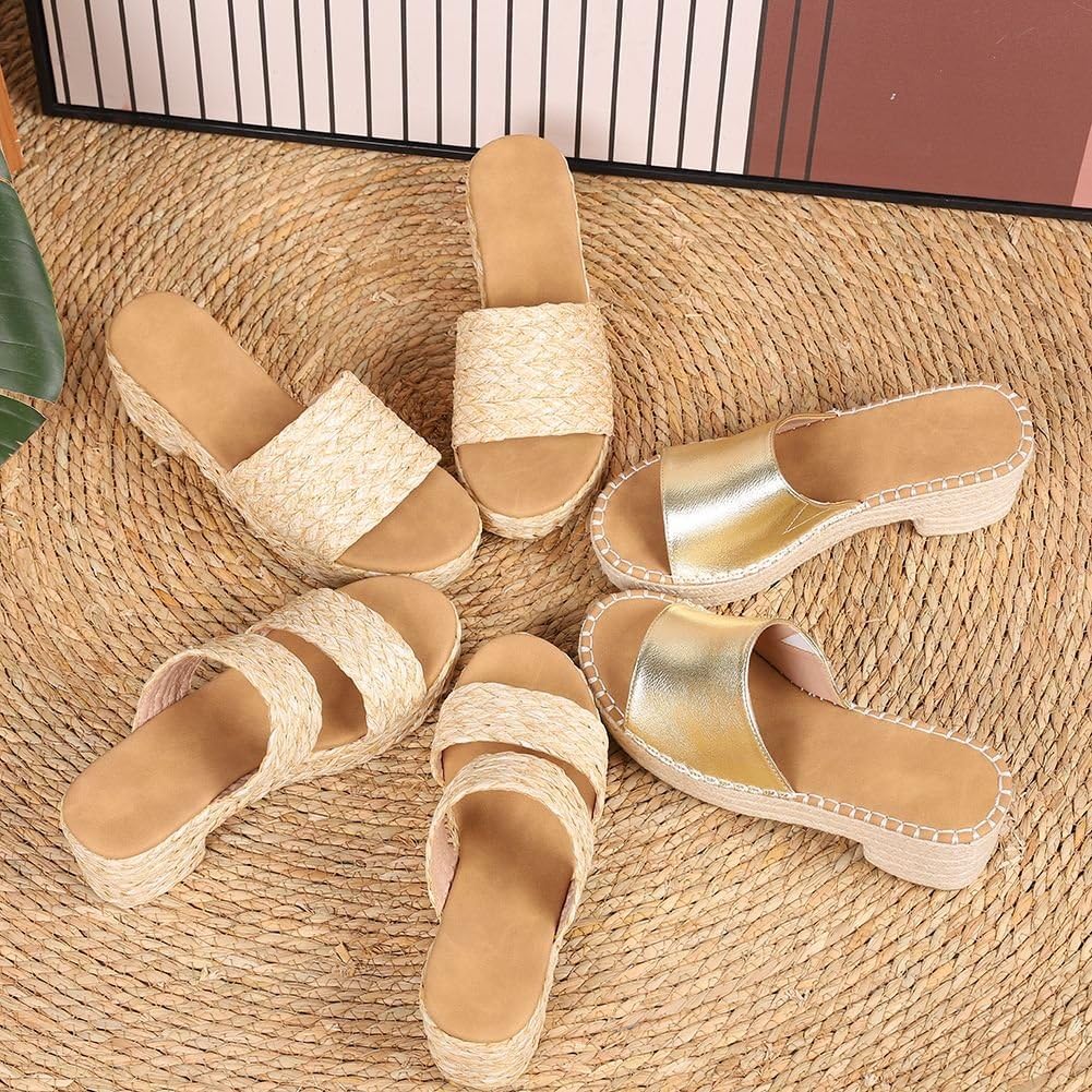Women's Espadrilles Platform Sandals Wedges Slides Sandals Open Toe Fashion Summer Outdoor Beach Sandals - Image 6