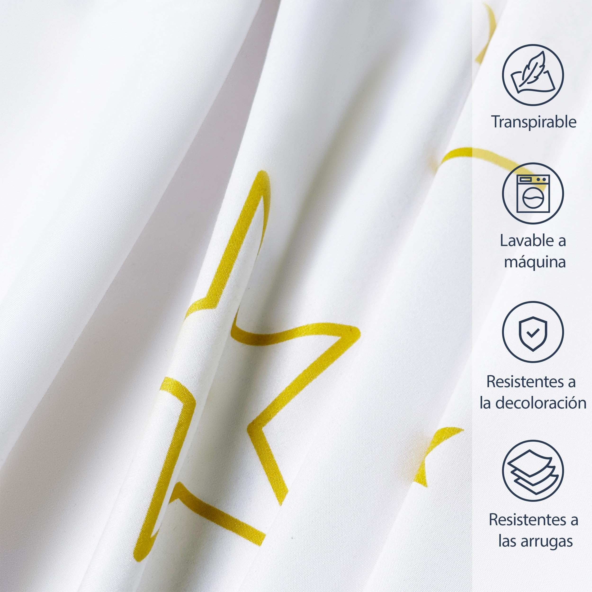 Etrexonline Conjunto de Sábanas 3 Piezas Cama 90 cm - Microfibra Ultra Suave Incluye 1 Bajera 90x200+28 cm, 1 Encimera 160x270 cm, y 1 Funda de Almohada 50x110 cm - Color Estrella Nuevo