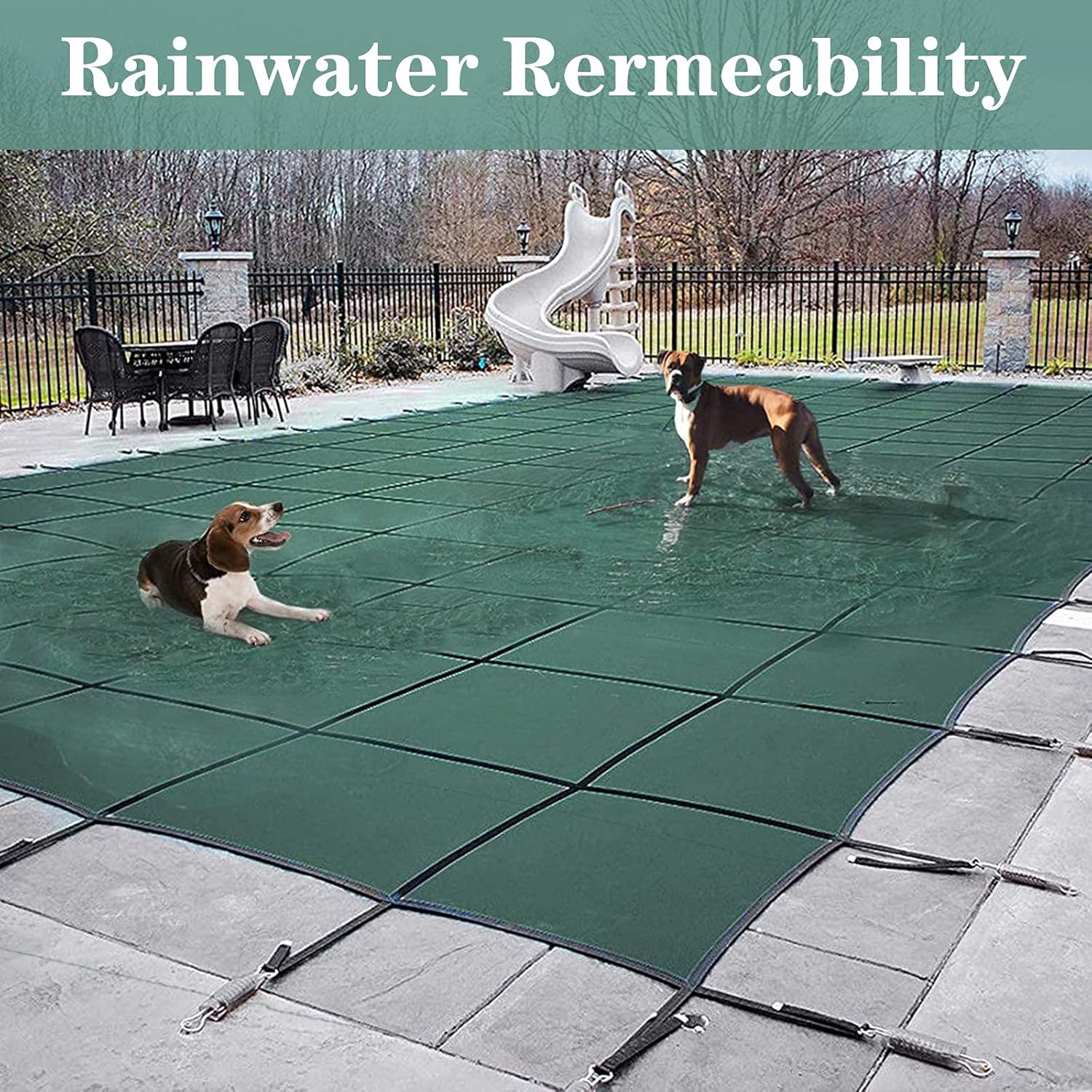 HINXIETIE Pool Safety Cover, 16x32ft Pool Cover Fits, Rectangle In-ground Pool Cover Solid Green Mesh Swimming Pool Cover : Patio, Lawn & Garden