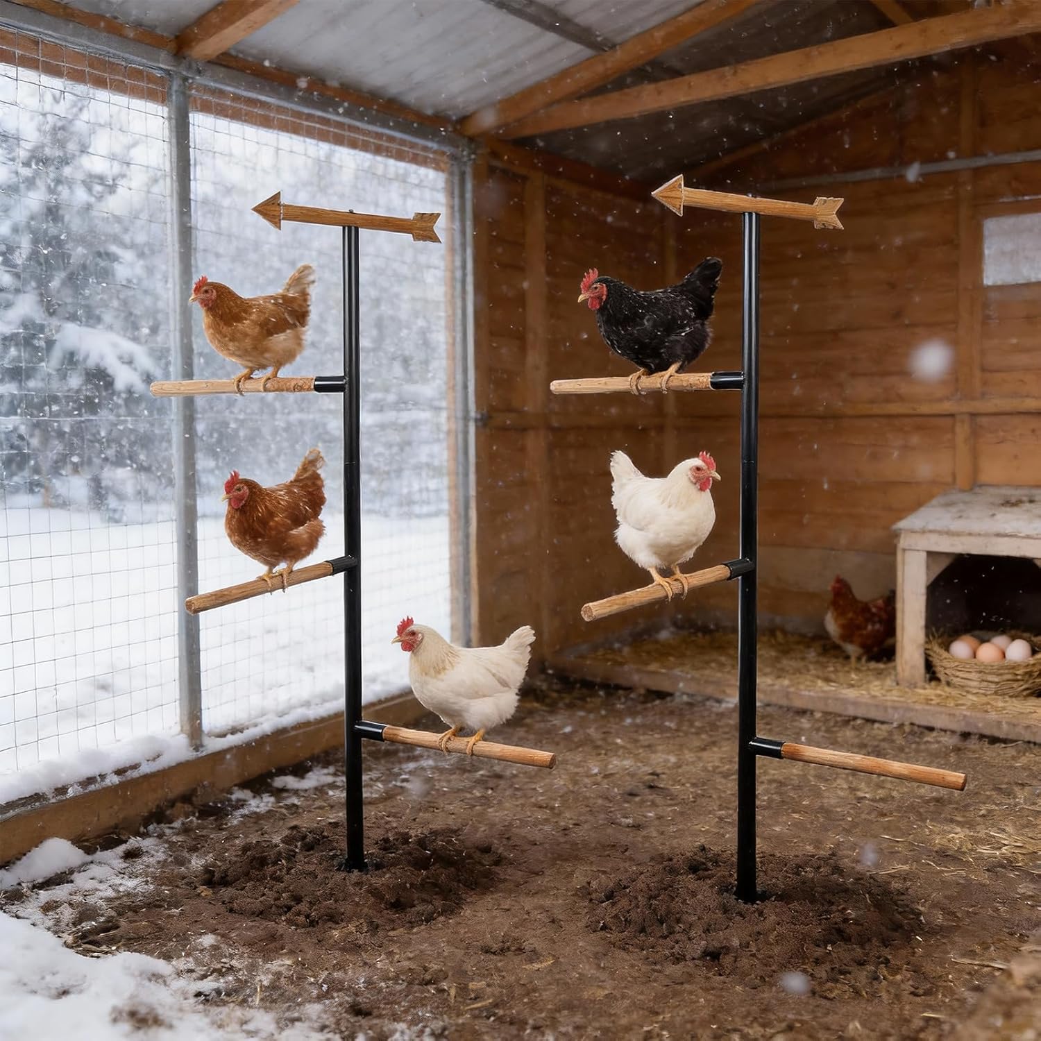 Yohsnor 58 Inch Chicken Perch - Sturdy and Stable Roosting Bars for Chickens, Multi-Functional Walk-in Run Toys, Safe, Durable Ideal for Poultry and Parrots