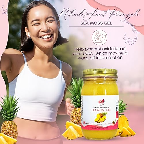 Miniatura 84 de Healthy Herbs Gel de musgo marino (piña de mango dulce) elaborado en forma silvestre de oro jamaicano de Santa Lucía Seamoss Superalimento