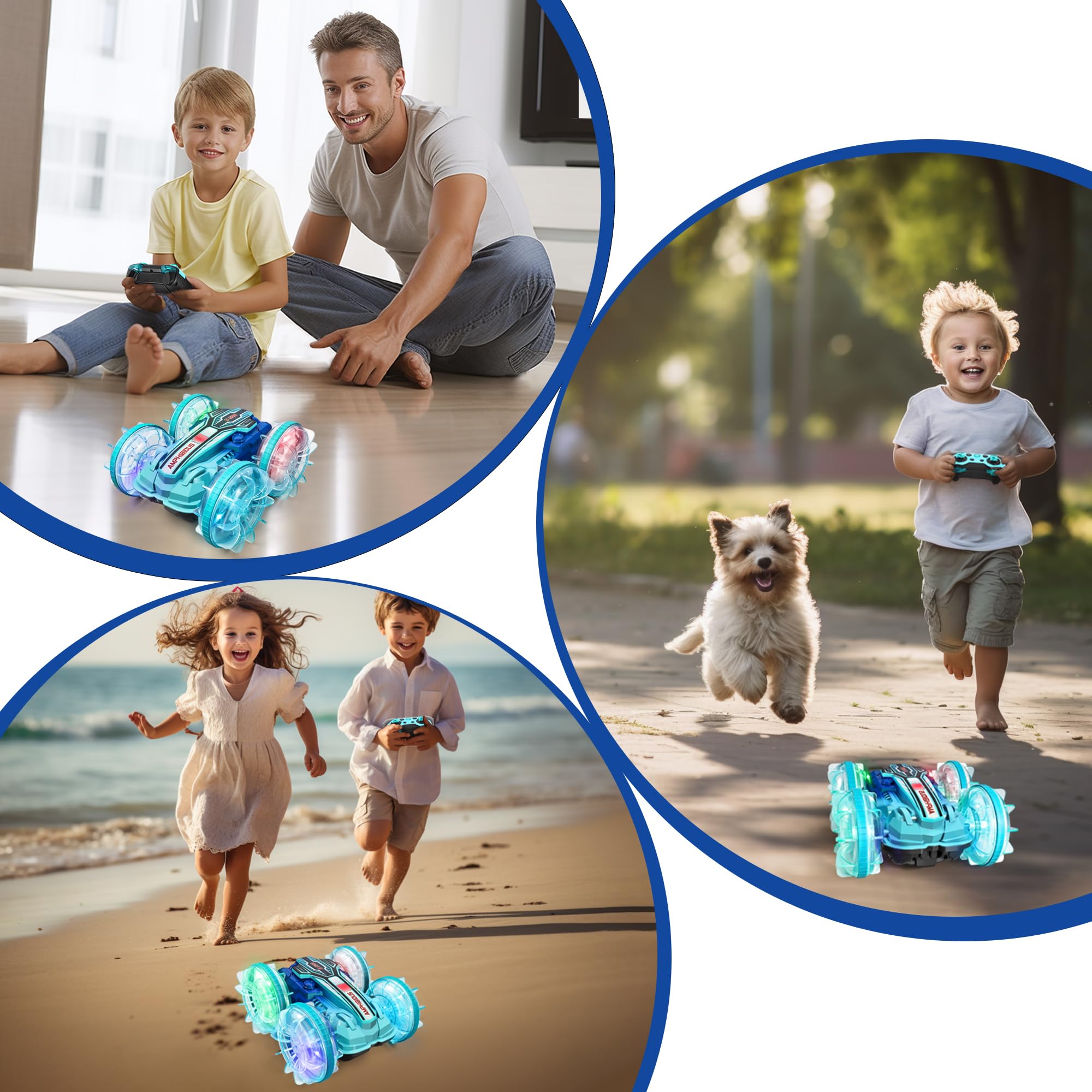 GLEEHAPY Macchina Telecomandata per Bambini - Macchina Radiocomandata Anfibia 4x4 con Luce Macchinina Telecomandata Bambino Auto Telecomandata Bambino Giochi Regalo per Bambini 3 4 5 6 7 8-12 Anni