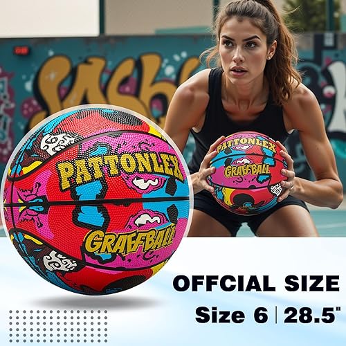 Miniatura 4 de Balones de baloncesto de cuero de 28.5 pulgadas, tamaño oficial 6, para interiores y exteriores, baloncesto para mujeres jóvenes (desinfladas)