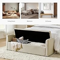 Vista 50 de HULALA HOME Banco otomano moderno de almacenamiento con almohadas, banco extra largo de dormitorio de 59.4 pulgadas para pie de cama, cómodo Azul