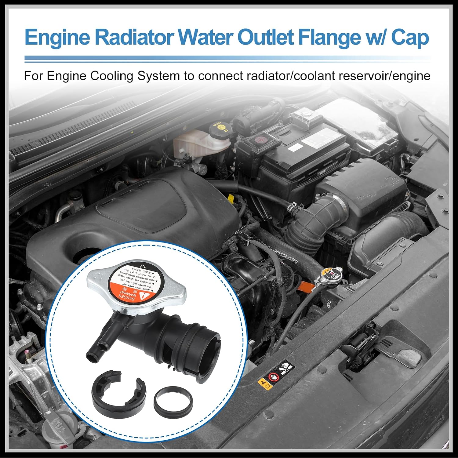 Engine Radiator Filler Neck with Fully Sealed Cap Replacement for Toyota Sienna 07-10 for Lexus RX350 07-09, No.16431-31490/16401-62100 Metal Plastic Black 1Set