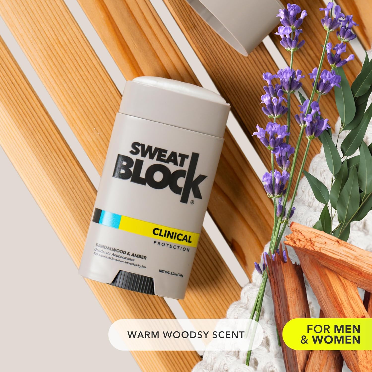 SweatBlock Clinical Strength Deodorant Antiperspirant for Men and Women Sandalwood & Amber Scent 48 Hour Protection Against Sweat and Odor Designed for High Heat and Stress Long-Lasting Freshness - Image 5