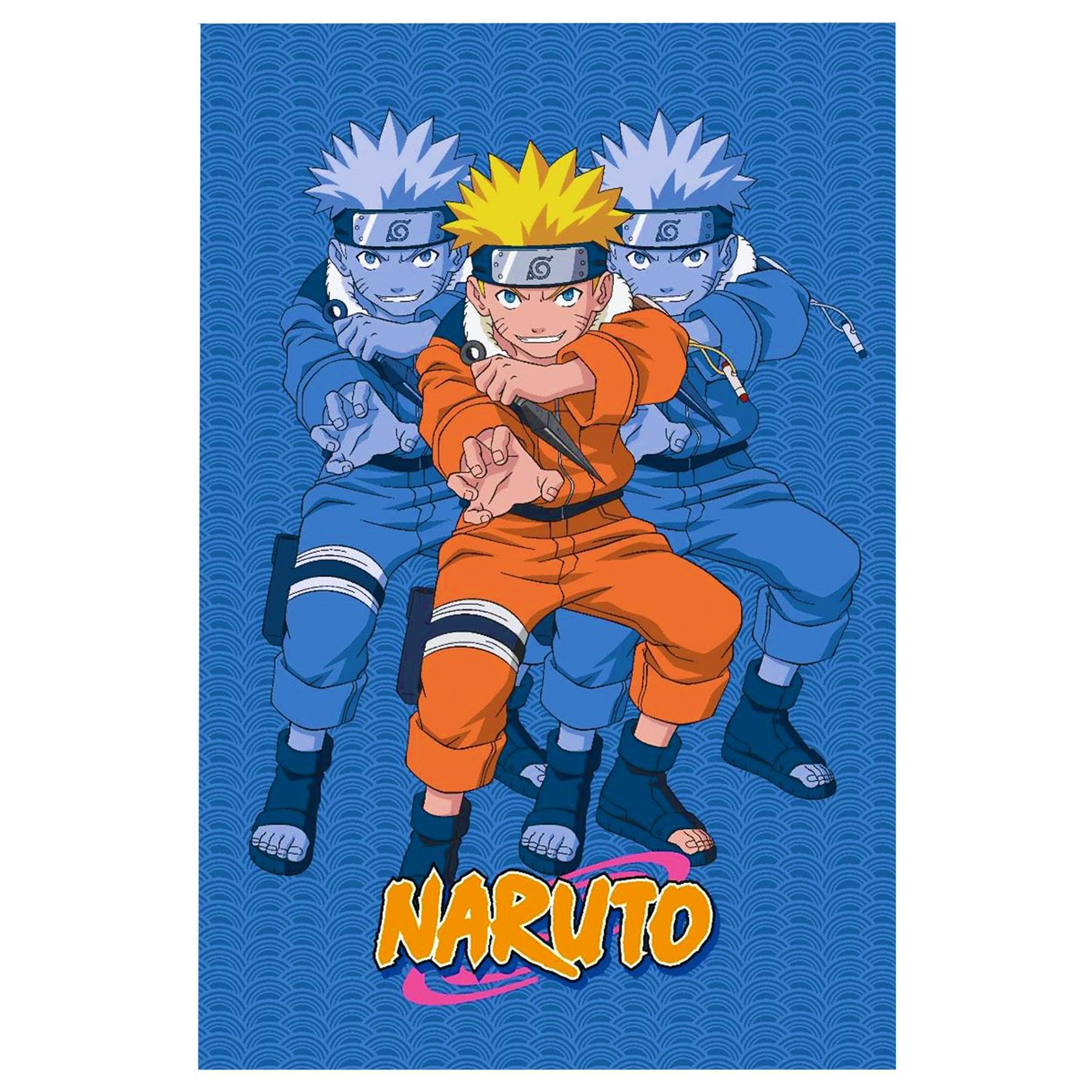 Naruto Blue Official Fleece Blanket – 100 X 150 Cm Soft Polyester Throw Featuring And His Shadow Clones – Vibrant & Warm, Fans, Machine Washable