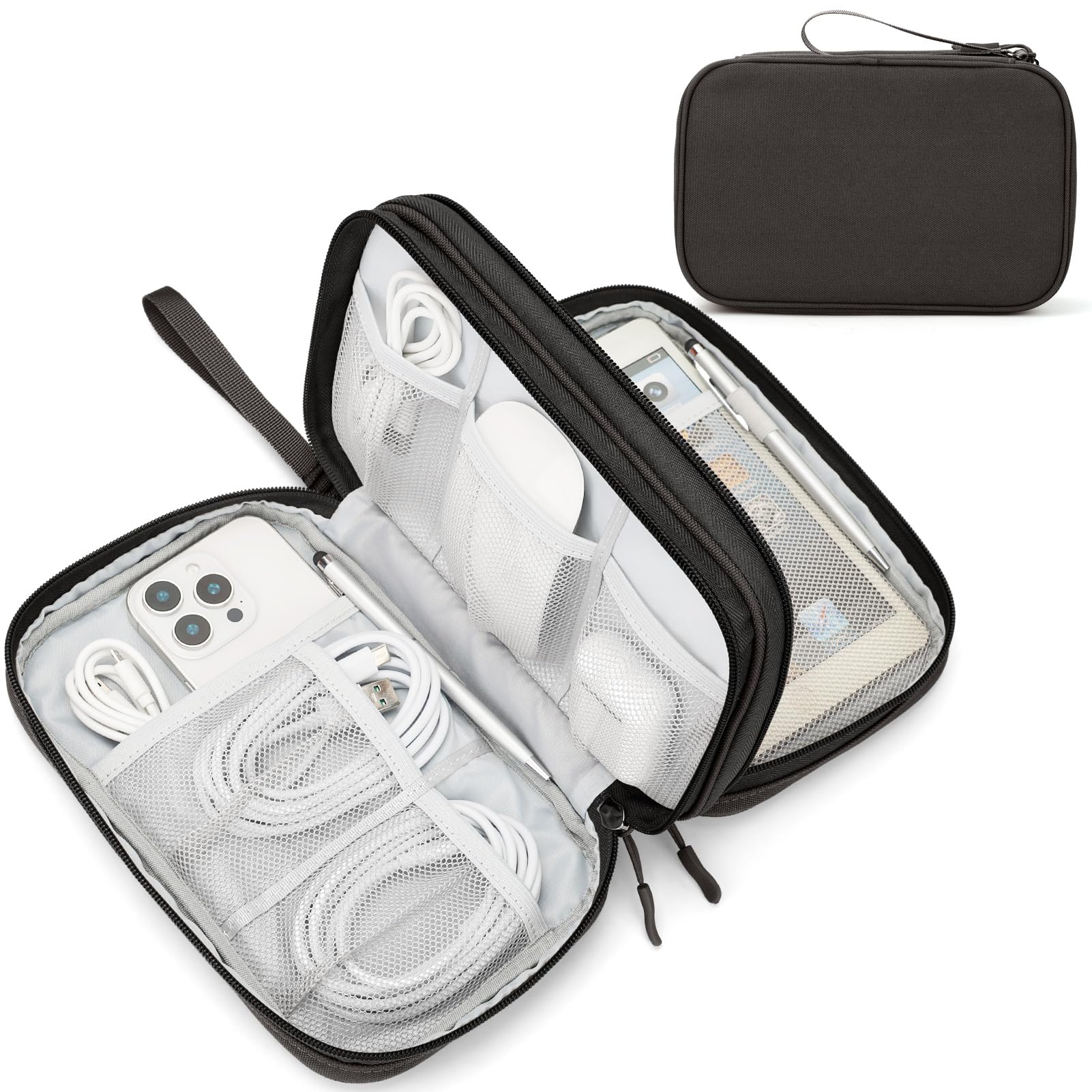 FYY Electronic Organizer, Travel Tech Pouch Bag, Large, Coffee