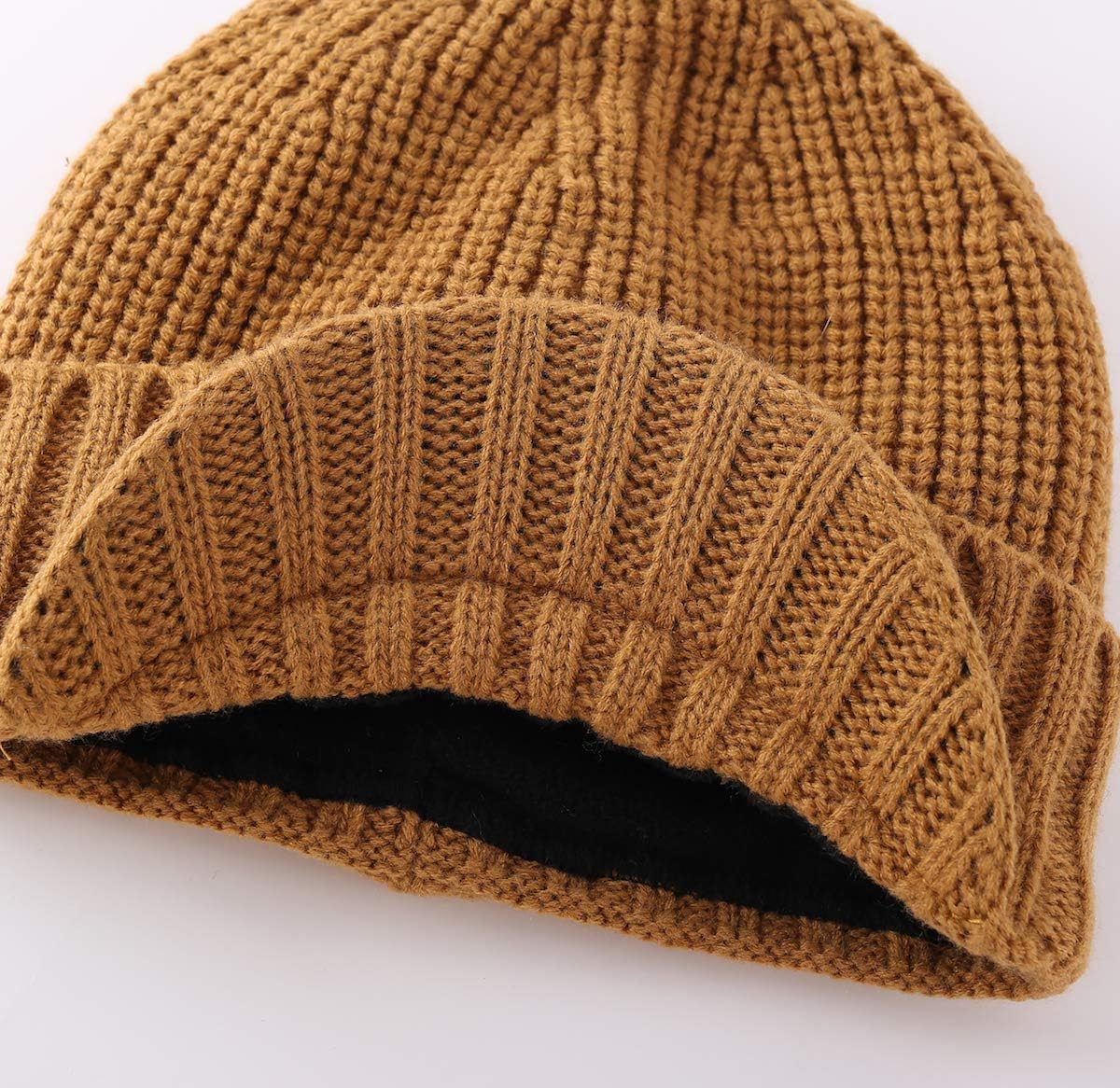 Home Prefer Men's Winter Hat Thick Knit Beanie Cap with Visor Newsboy Beanie Hat - Image 7
