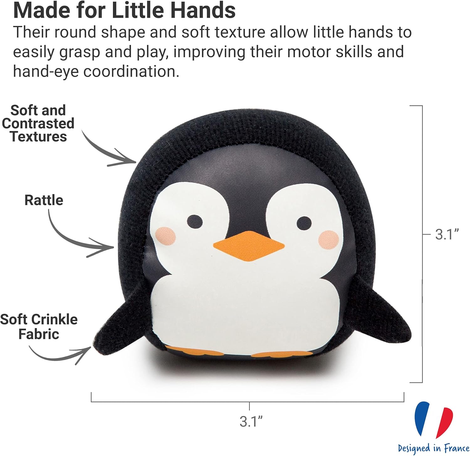 Little Big Friends Roly Poly Balls | Sensory Rattle Ball Toy for Baby, Set of 4