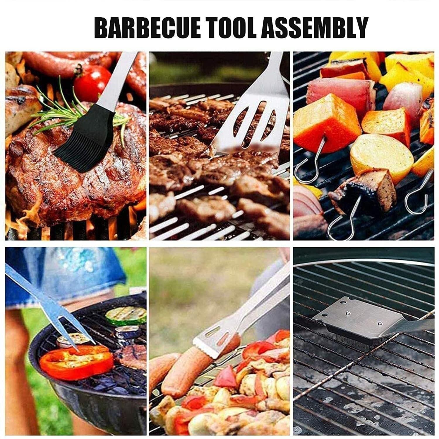 Zestaw narzędzi do grilla, akcesoria do grilla ze stali nierdzewnej, 10-częściowy zestaw do grilla, grill kempingowy, zestaw prezentowy do grilla