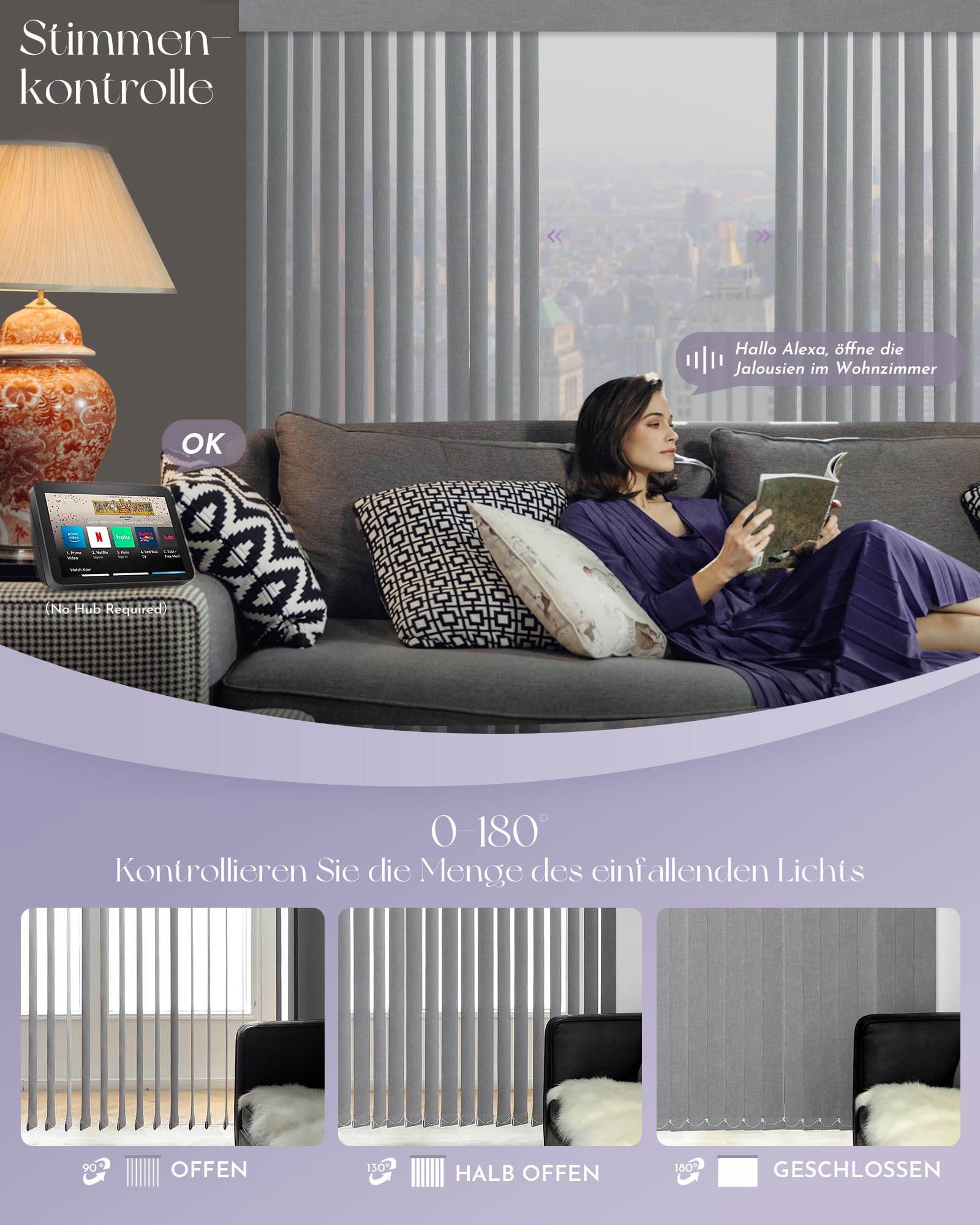 Set completo di tende elettriche verticali personalizzate, oscuranti, con telecomando, grigio chiaro, per porte e finestre, ideale per casa e ufficio