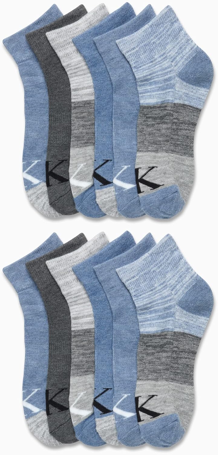 Calvin Klein Womens Quarter Socks - 12 Pack Breathable Cushioned Athletic Ankle Socks for Women for Running and Workout - Image 3