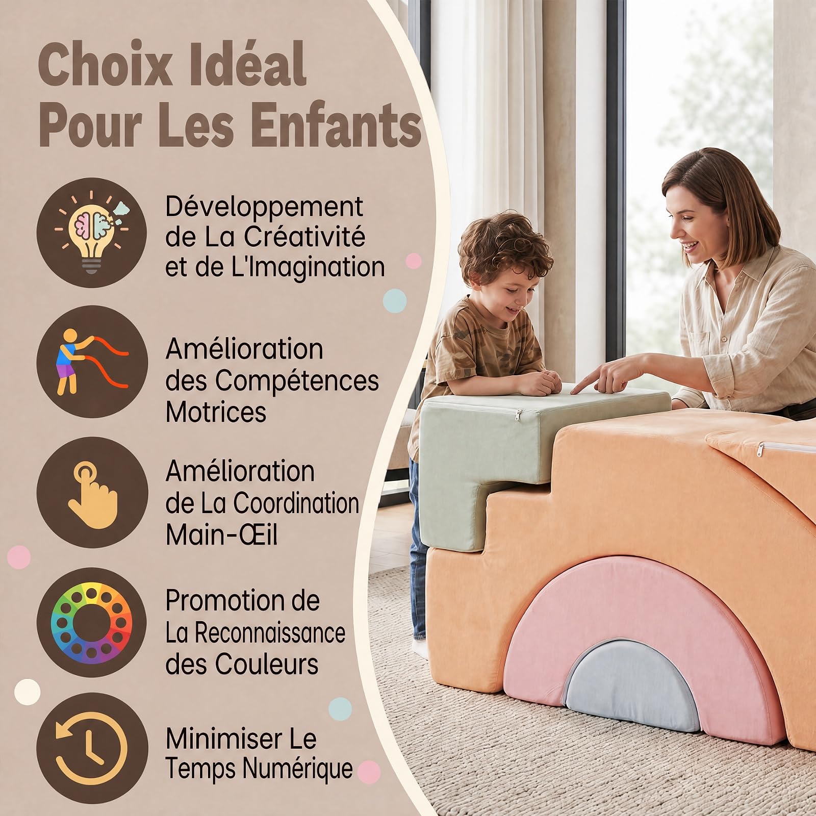 GOPLUS Parcours Motricité Bébé en Mousse 5 Pièces pour Tout-Petits 3+Ans