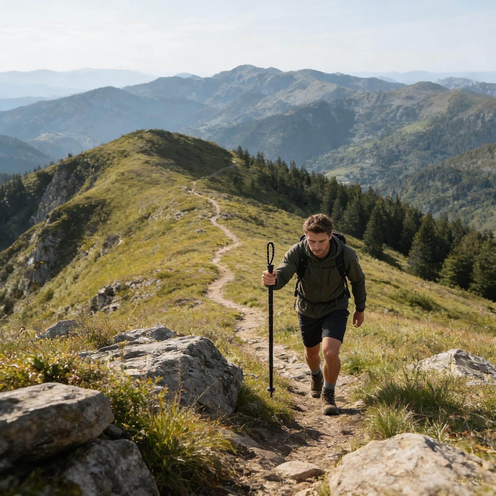 Bastones de Senderismo Postes Ajustables y Plegables para Caminar | Bastones Ergonómicos para Caminar para Trekking, Senderismo, Camping, Supervivencia, Aire Libre, Montaña, Viaje, Esquí